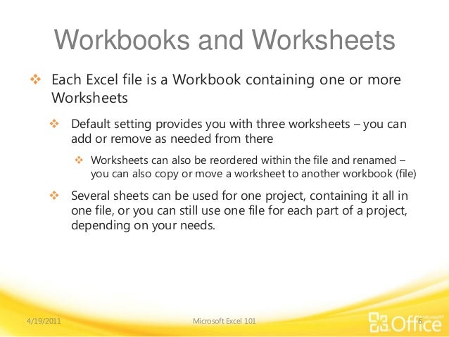 Worksheets An Excel File That Contains One Or More Worksheets ms excel 2010 training module 6 workbooks and worksheets each file is a workbook containing one or more