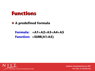 Excel 2003 formulas | PPT