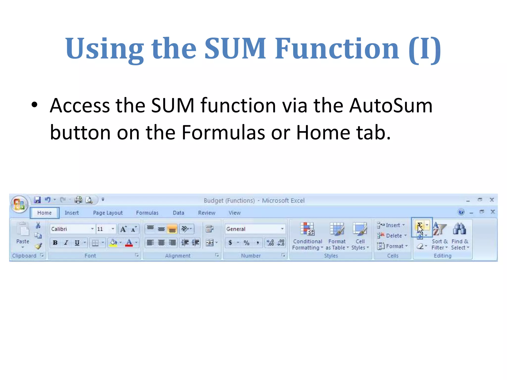 Module Five: Viewing Excel DataOnce you have data entered in your workbook, you may find it helpful to change the way you view each worksheet. You can make sure that it is going to print nicely, control page breaks, and change how much of your worksheet appears on screen.Quick Tip: You can change the view and zoom control on the Status Bar at the bottom of the Excel window.