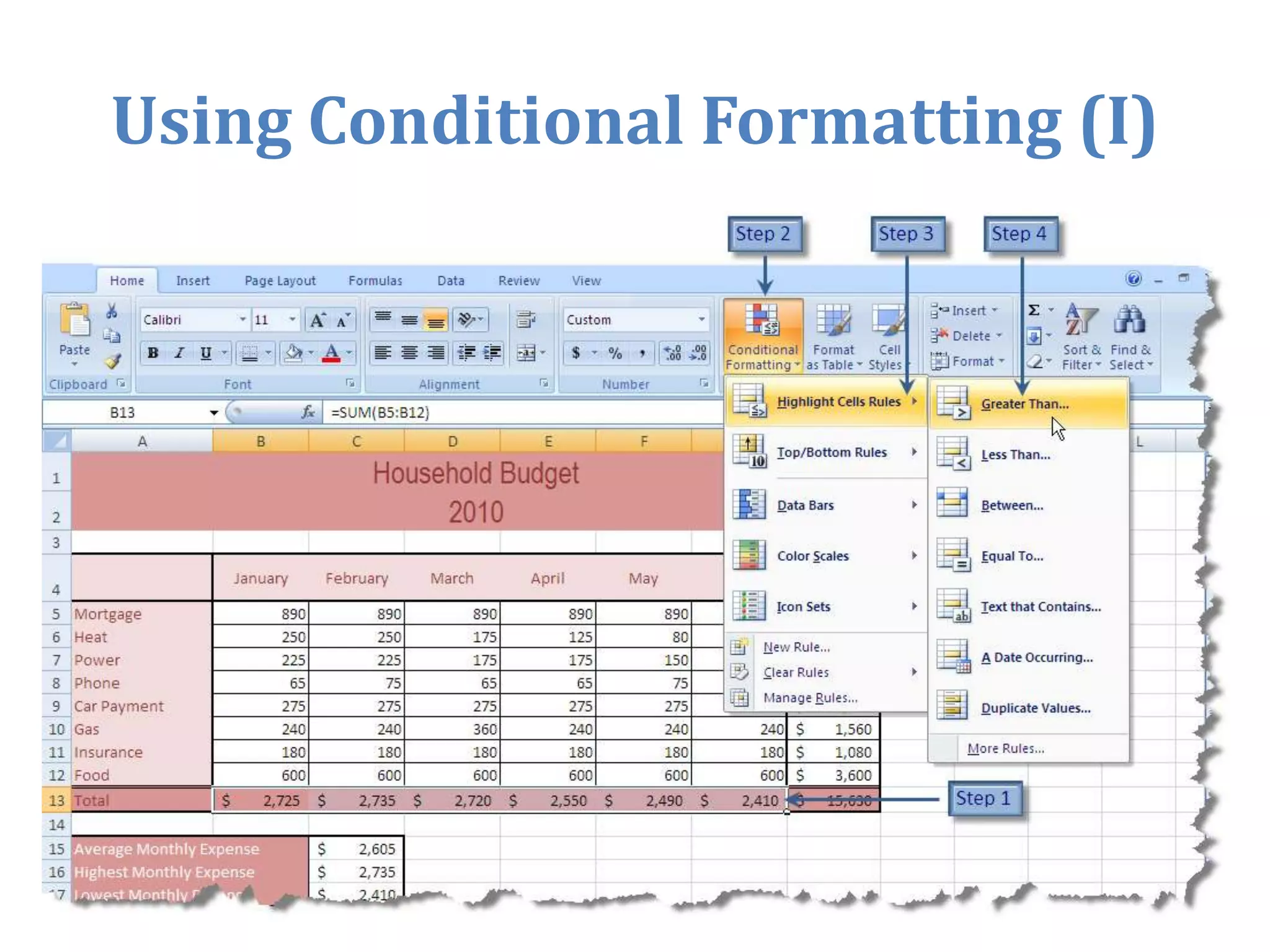 Copying a Formula (III)Both formulas in the Inventory worksheet can be copied this way.