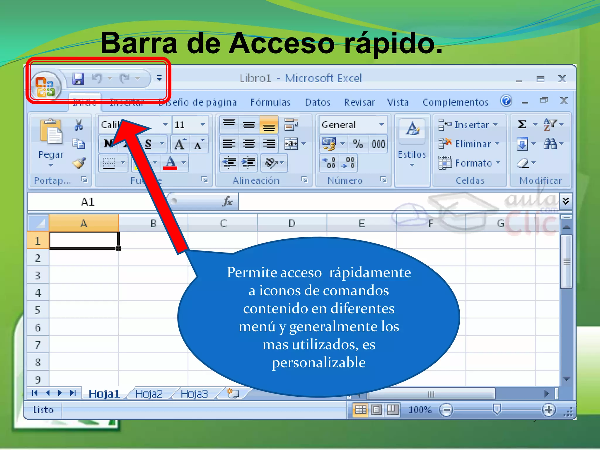 Presentado por :
Yovany Arrocha
Barra de Acceso rápido.
1:22 a.m.
Permite acceso rápidamente
a iconos de comandos
contenido en diferentes
menú y generalmente los
mas utilizados, es
personalizable
 
