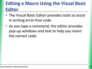 Tutorial 8: Developing an Excel Application | PPTX