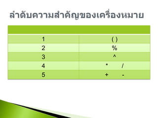 ลำดับความสำคัญของเครื่องหมาย