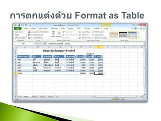 การตกแต่งด้วย Format as Table