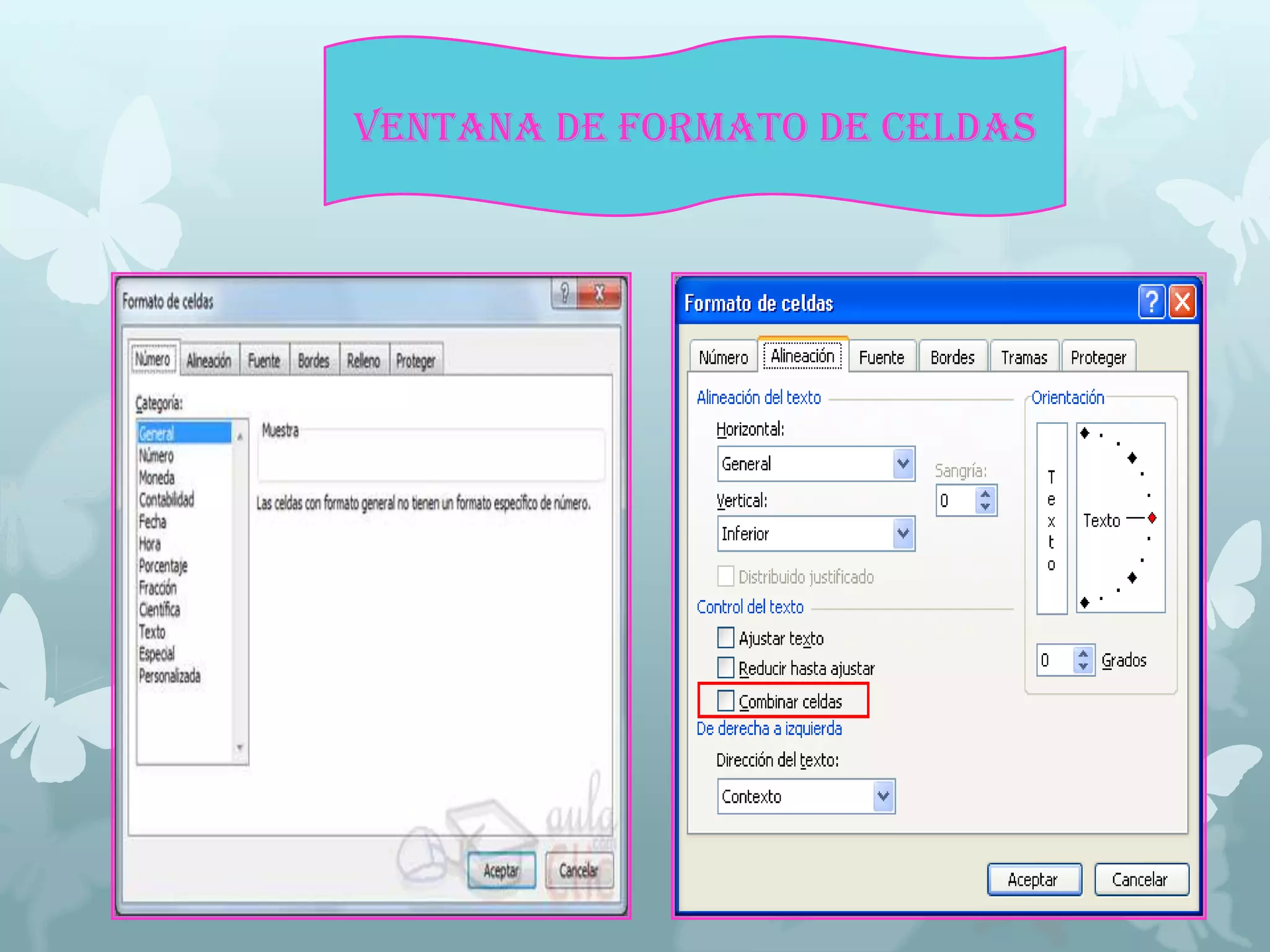 ventana de formato de celdas

 