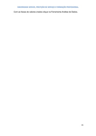 SINCERIDADE SERVICE, PRESTÇÃO DE SERVIÇO E FORMAÇÃO PROFISSIONAL.
Com as faixas de valores criados clique na Ferramenta Análise de Dados.

65

 