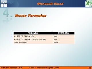 Microsoft Excel4.Novos Formatos22
