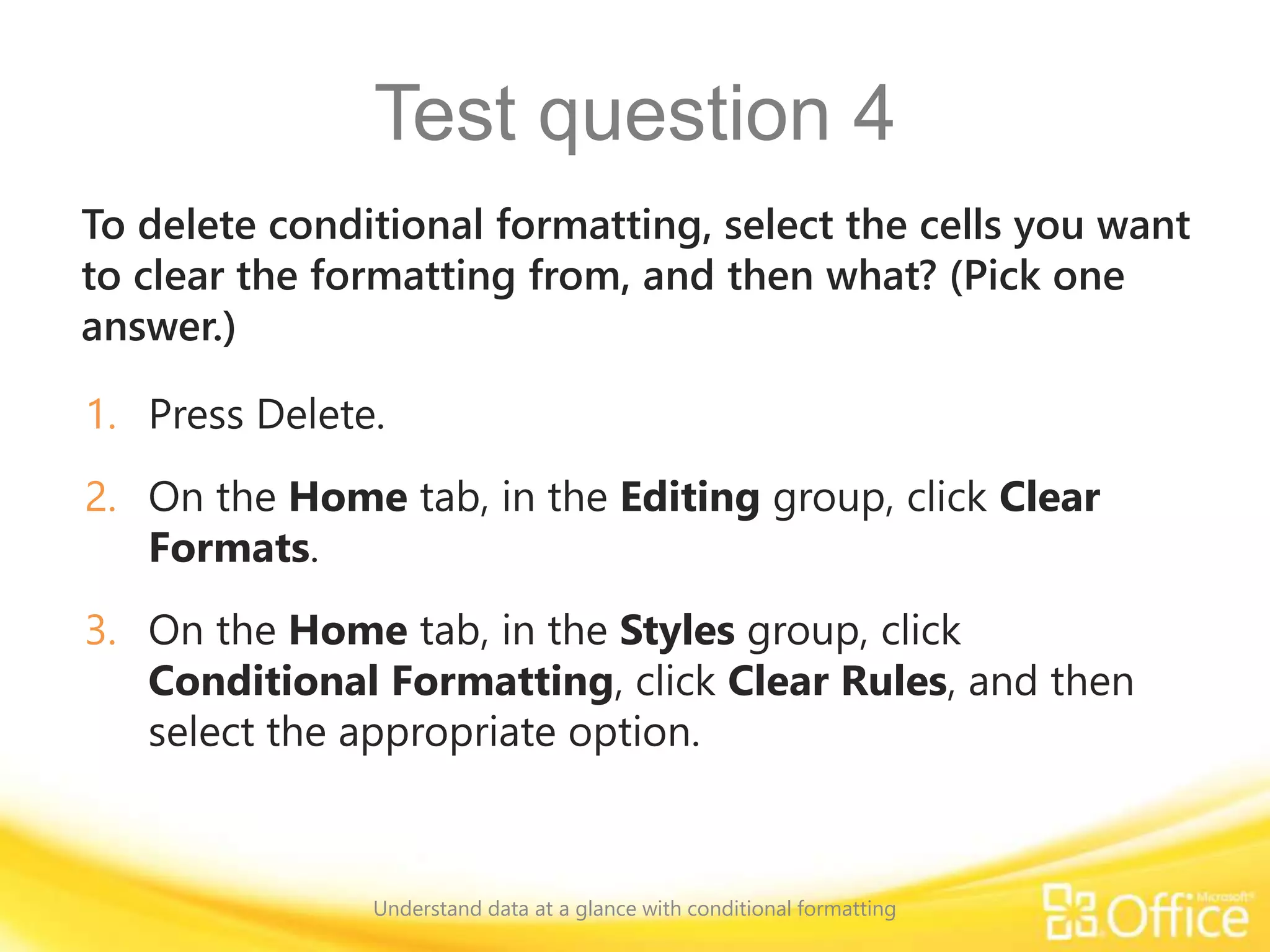 Excel 2010 training presentation understand data at a glance with ...