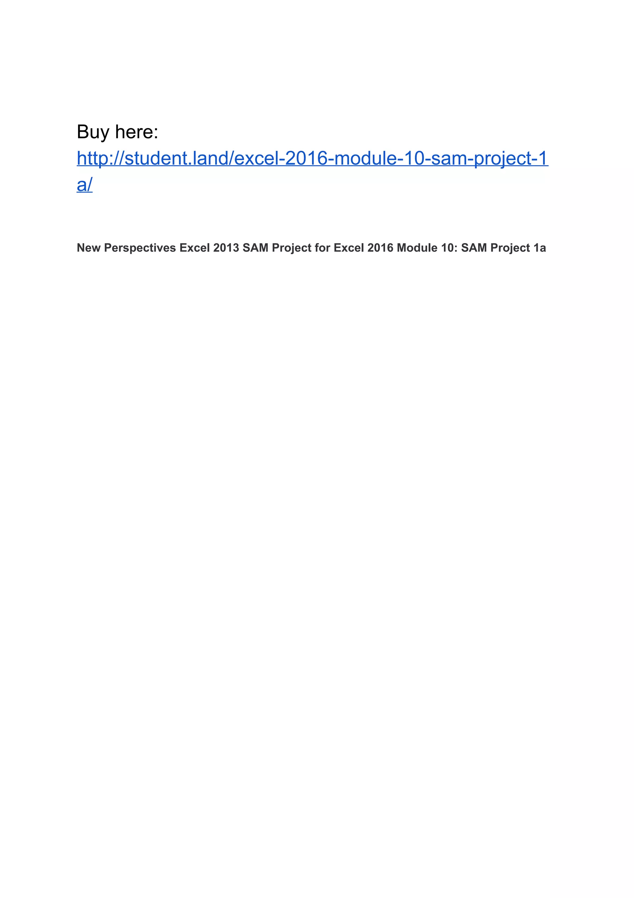 Excel 2016 Module 10: SAM Project 1a | PDF