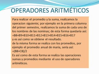 OPERADORES ARITMÉTICOS

 