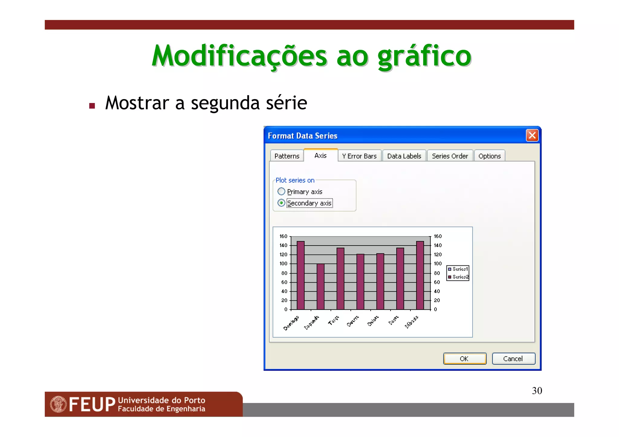 30
ModificaModificaçções ao grões ao grááficofico
Mostrar a segunda série
 