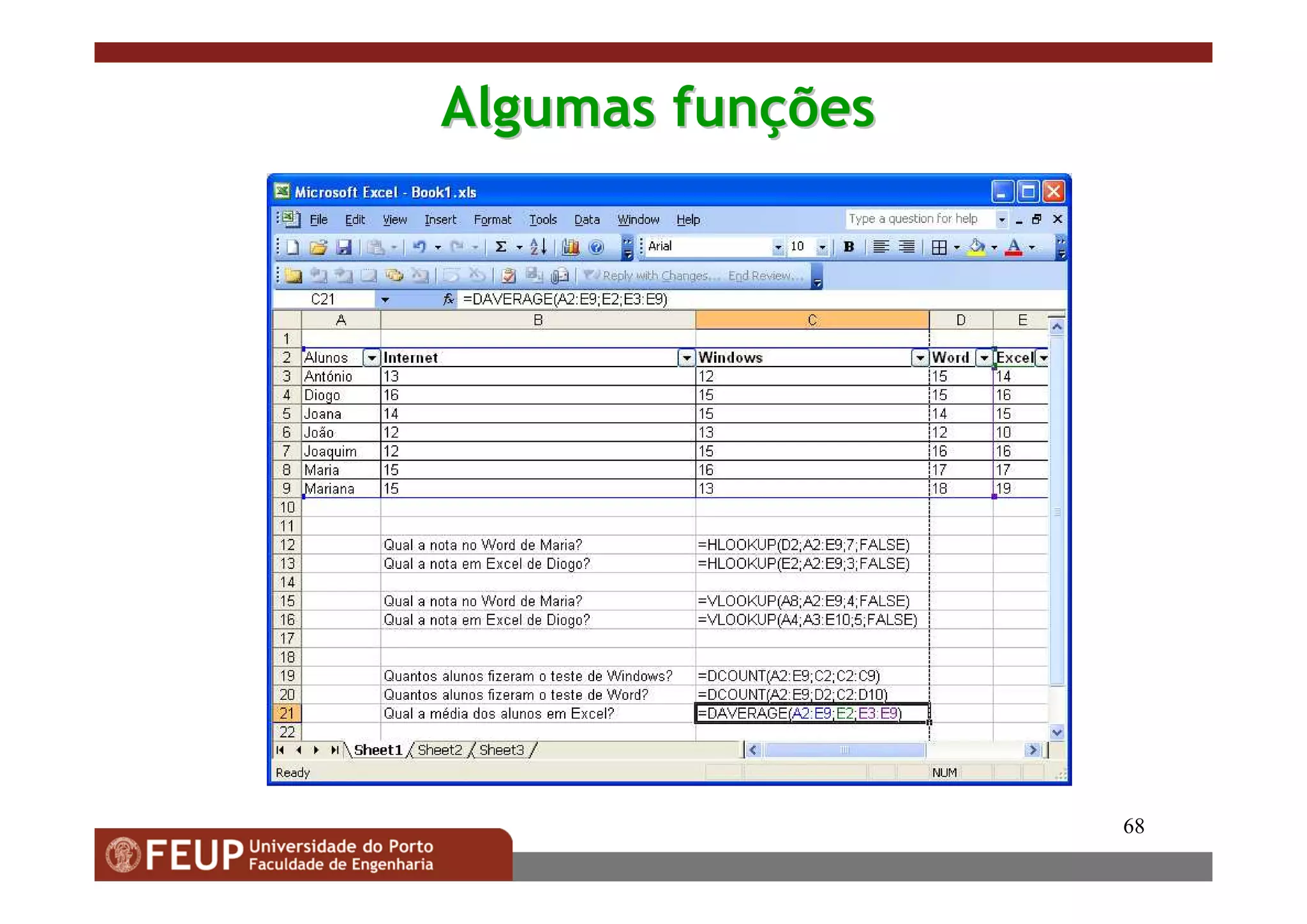 68
Algumas funAlgumas funççõesões
 