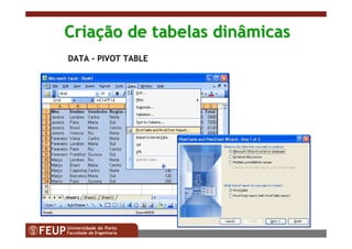 70
CriaCriaçção de tabelas dinâmicasão de tabelas dinâmicas
DATA - PIVOT TABLE
 