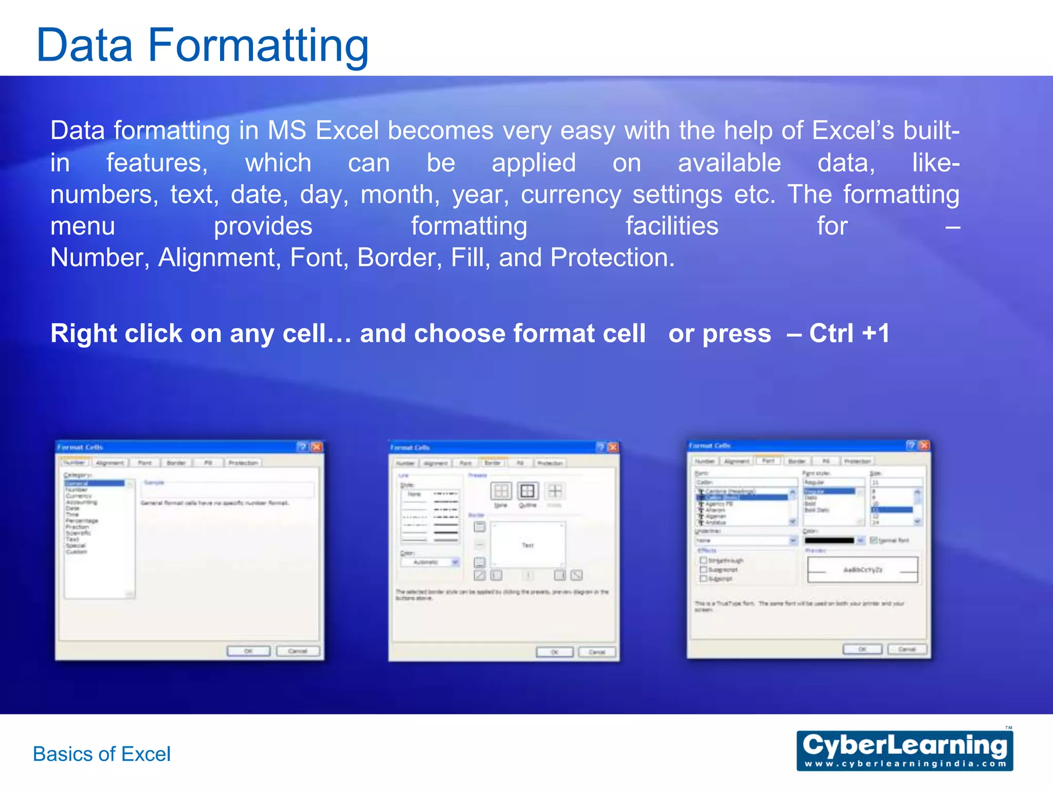 Excel is primarily used to analyze numerical data. It offers tools to help you perform calculations, forecast trends and relationships, import data from other applications, publish data to the World Wide Web, and integrate Excel data with other Microsoft applications.ContentsThemes, Table Style, Cell Style