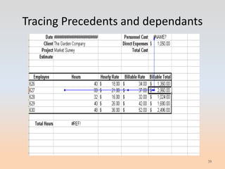 Tracing Precedents and dependants




                                    39
 