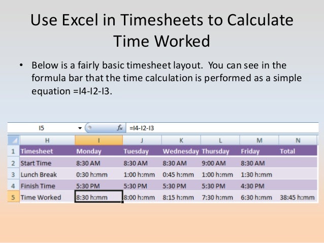 excel timesheet formula with lunch break