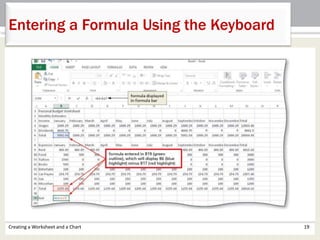 Creating a Worksheet and a Chart 19
Entering a Formula Using the Keyboard
 