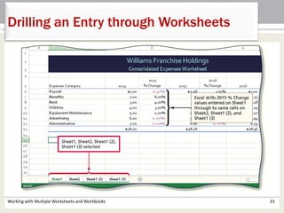 Working with Multiple Worksheets and Workbooks 23
Drilling an Entry through Worksheets
 