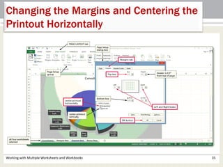 Working with Multiple Worksheets and Workbooks 35
Changing the Margins and Centering the
Printout Horizontally
 