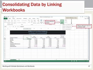 Working with Multiple Worksheets and Workbooks 47
Consolidating Data by Linking
Workbooks
 