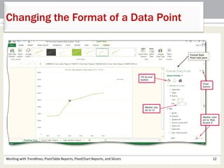 Changing the Format of a Data Point 
Working with Trendlines, PivotTable Reports, PivotChart Reports, and Slicers 12 
 