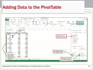 Adding Data to the PivotTable 
Working with Trendlines, PivotTable Reports, PivotChart Reports, and Slicers 16 
 