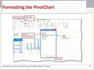 Formatting the PivotChart 
Working with Trendlines, PivotTable Reports, PivotChart Reports, and Slicers 59 
 