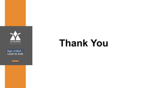 Click to Edit
Thank You
Dept. of MCA
 