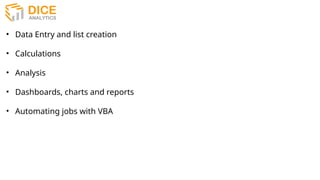 Excel Description and data analysis using Excel | PPTX