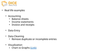 Excel Description and data analysis using Excel | PPTX