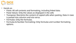 Excel Description and data analysis using Excel | PPTX