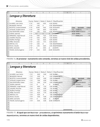 5.Funciones avanzadas 
FIGURA 16. Al presionar nuevamente este comando, veremos un nuevo nivel de celdas precedentes. 
FIGURA 17. Al igual que con Rastrear precedentes, si oprimimos nuevamente el botón Rastrear 
dependientes, veremos un nuevo nivel de celdas dependientes. 
126 
redusers.com 
 