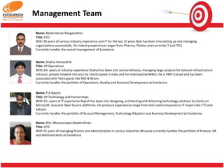 Tech Stack - Java Technologies
Services
Custom Application Development
 Application Maintenance
 Product Development
 Mobility Solutions
 Migration Services
 Enterprise Solutions
 System Integration Services

Resources [6]
 1 Project Manager
 1 Tech Lead / Architect
 4 Sr Developers

 