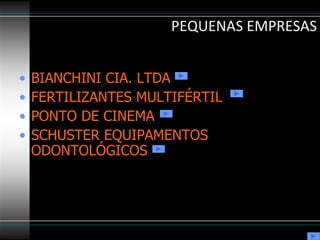 PEQUENAS EMPRESAS BIANCHINI CIA. LTDA FERTILIZANTES MULTIFÉRTIL PONTO DE CINEMA  SCHUSTER EQUIPAMENTOS ODONTOLÓGICOS 