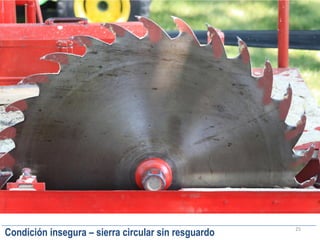 25
Condición insegura – sierra circular sin resguardo
 