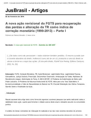 Ação Revisional do FGTS de 1999 a 2013