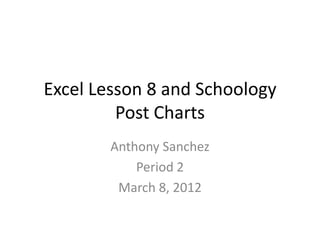 Excel Lesson 8 and Schoology
         Post Charts
        Anthony Sanchez
            Period 2
         March 8, 2012
 