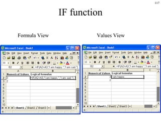 117
IF function
Formula View Values View
 