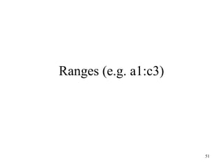Ranges (e.g. a1:c3)
51
 