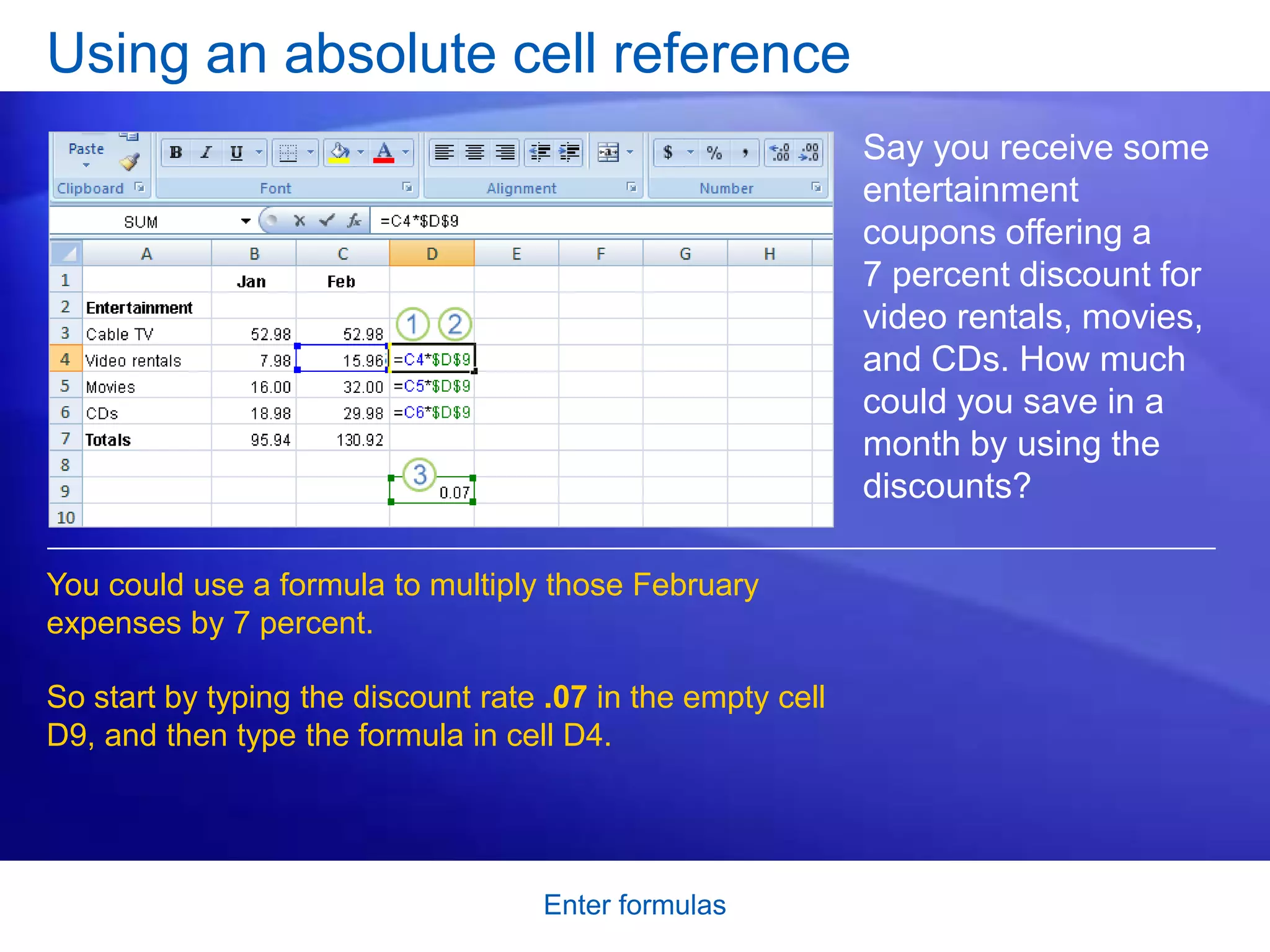 Excel formulas with example narration pptx