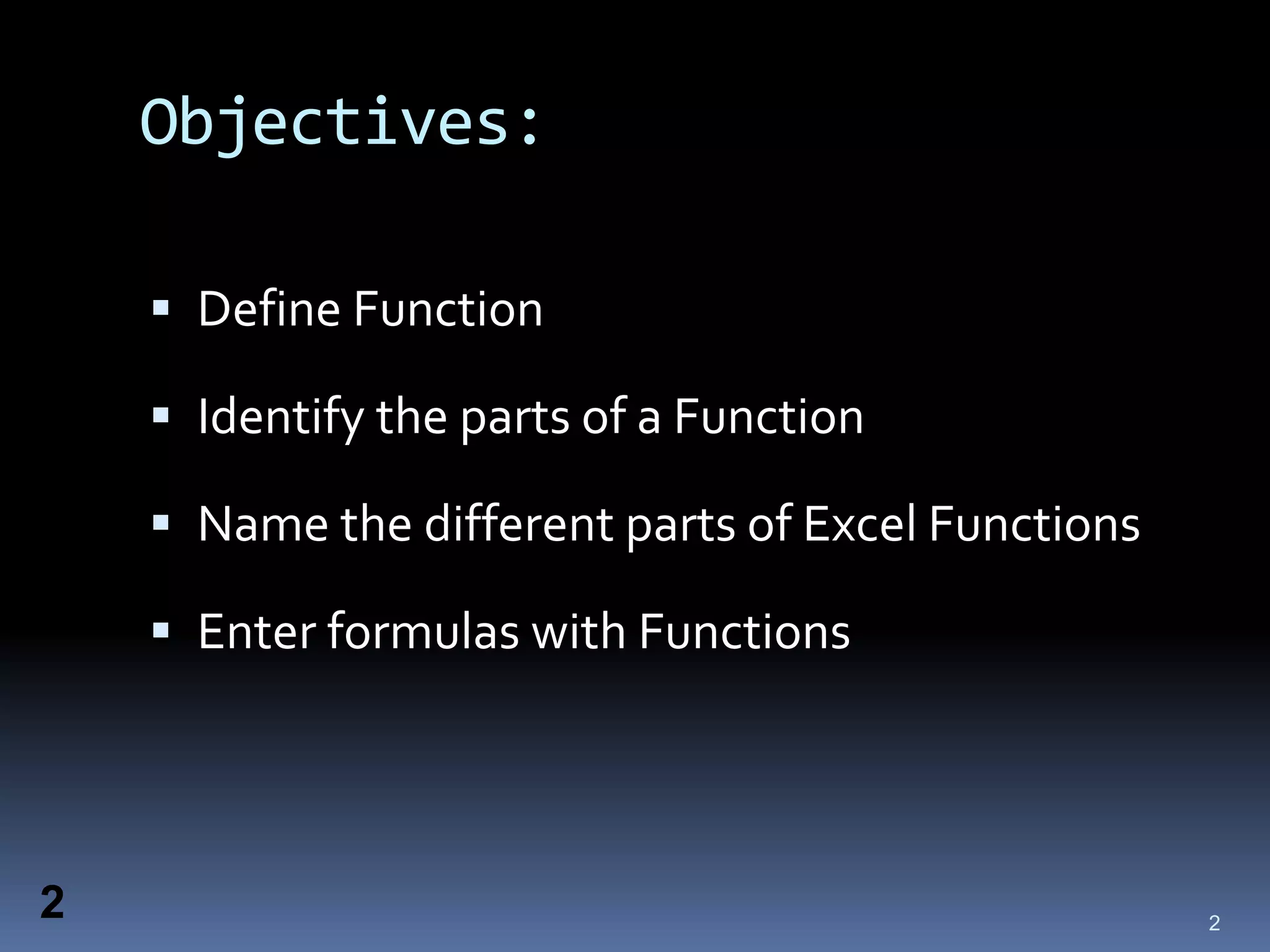 Excel functions | PPT