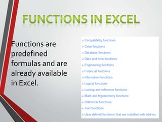 Excel functions | PPT