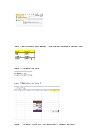 capturas de manejo de Excel 