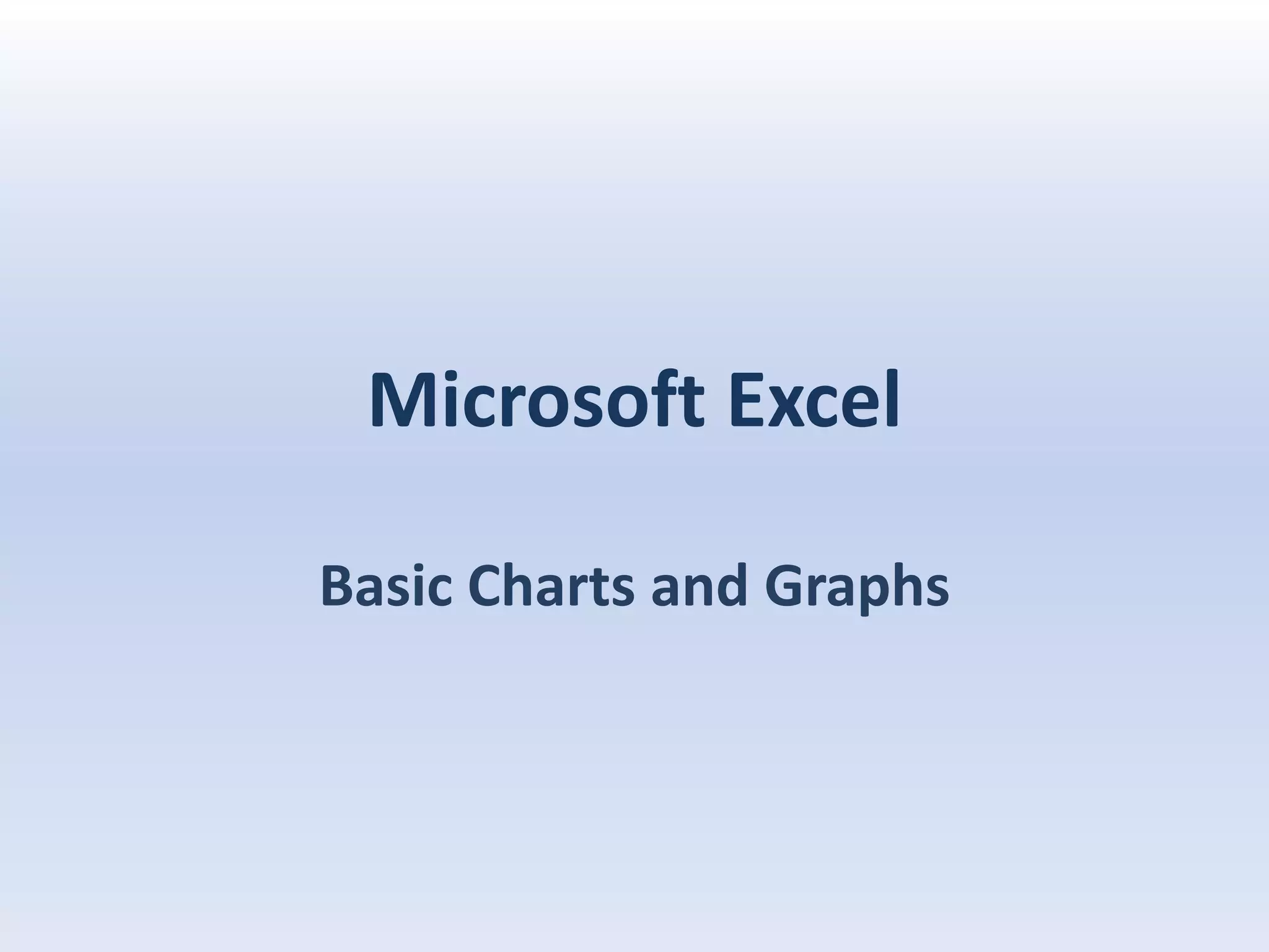Microsoft Excel

Basic Charts and Graphs
 