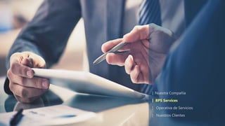| Nuestra Compañía
| BPS Services
| Operativa de Servicios
| Nuestros Clientes
 