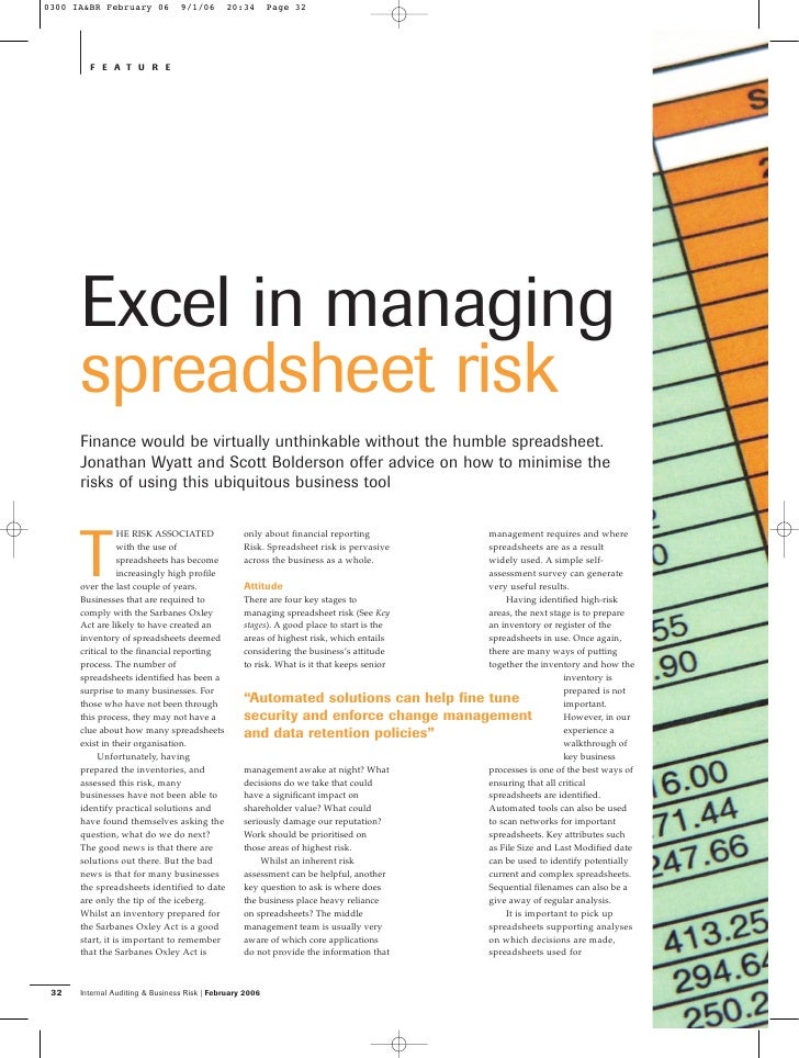 Spreadsheet Risk excel in managing spreadsheet risk Spreadsheet Risk excel in managing spreadsheet risk