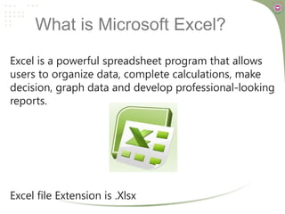 Excel Introduction - Basics of Excel , components of excel application ...