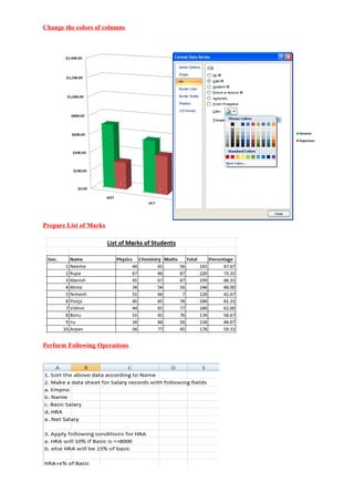 Excel lab excercise