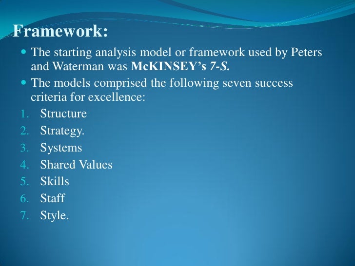 peters and waterman s culture excellence Marketing excellence in american professional sport success or excellence as defined by peters and waterman within of peters and waterman’s study. peters and waterman s culture excellence Marketing excellence in american professional sport success or excellence as defined by peters and waterman within of peters and waterman’s study.