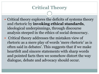 Theorical basis: Excellence, Critical and Rhetorical theories in Public ...